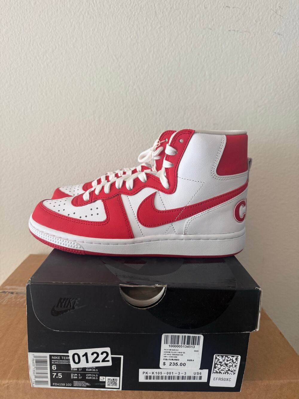 Nike x Comme des Garçons Homme Plus Terminator High SP Red White Size 6